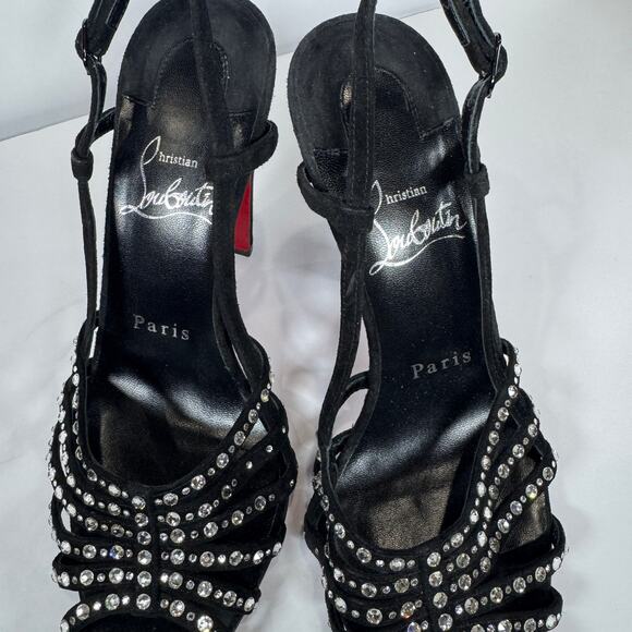 Christian Louboutin Vegastrassima 100 Crystal Heel Slingbacks Size 35.5/US 5.5 - Picture 7 of 8